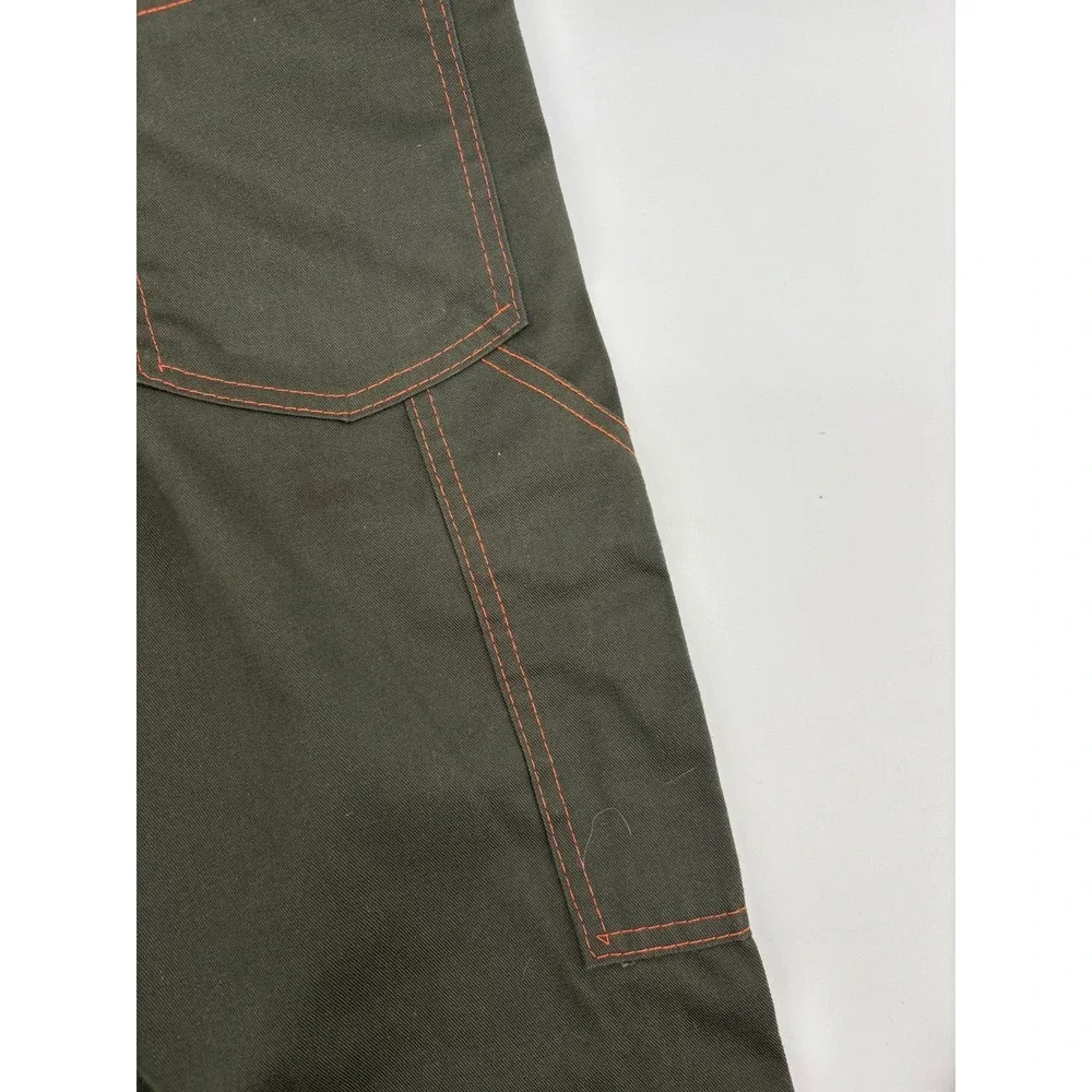 Ely Cattleman Carpenter Pants Mens 27x34 Dark Olive Twill Orange Stitching